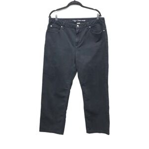 Liz Claiborne Black Denim Classic Fit Straight Jeans 100% Cotton Size 14 Short